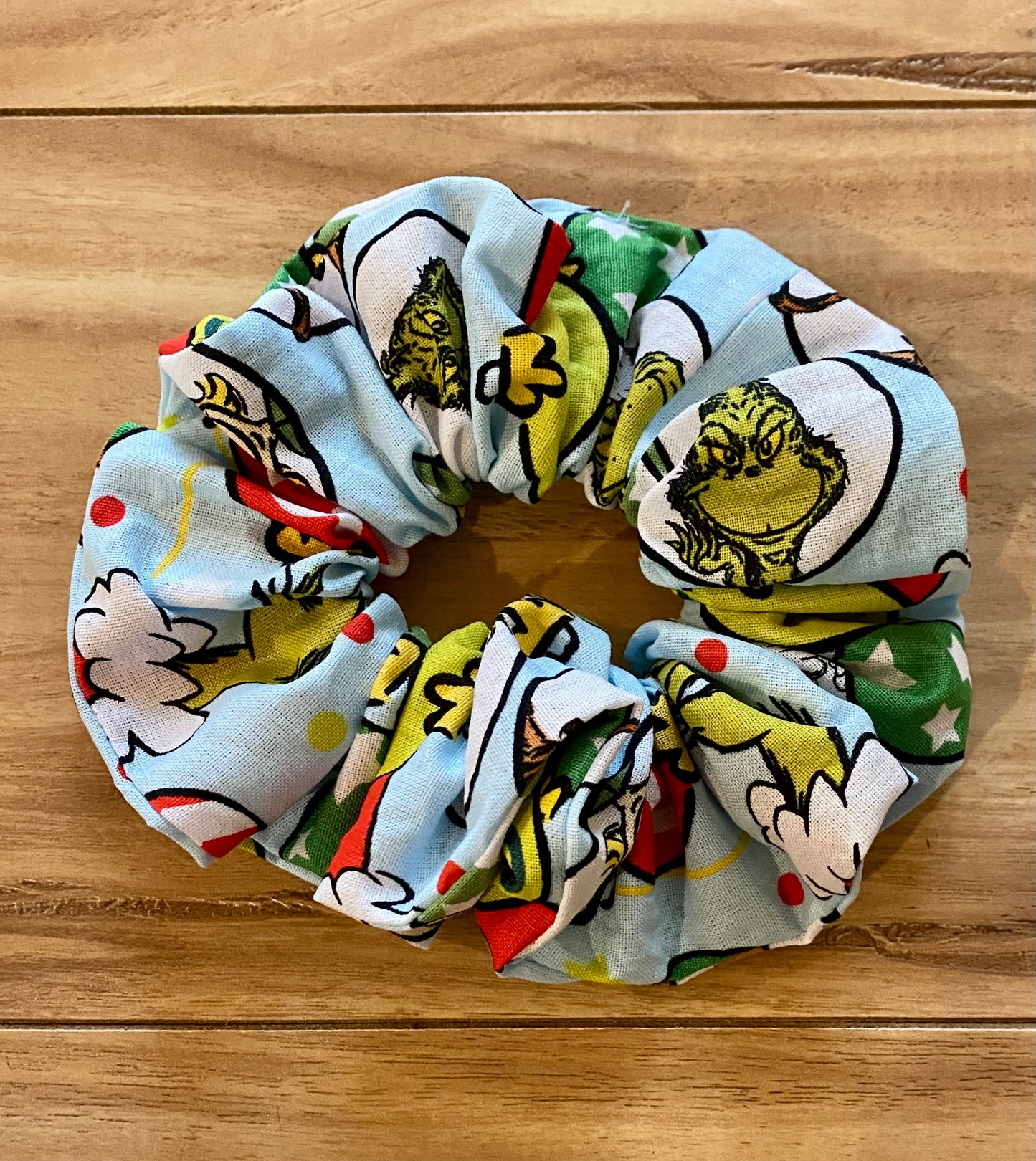 Grinch Christmas baubles scrunchie cotton