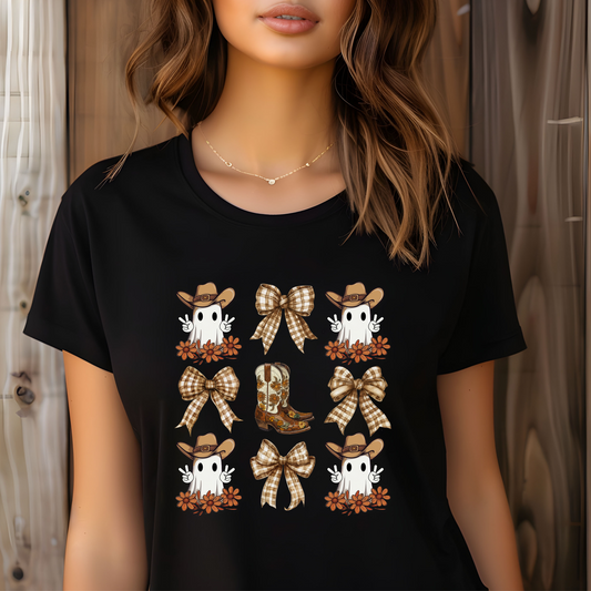 Halloween cute western ghosts unisex tshirt